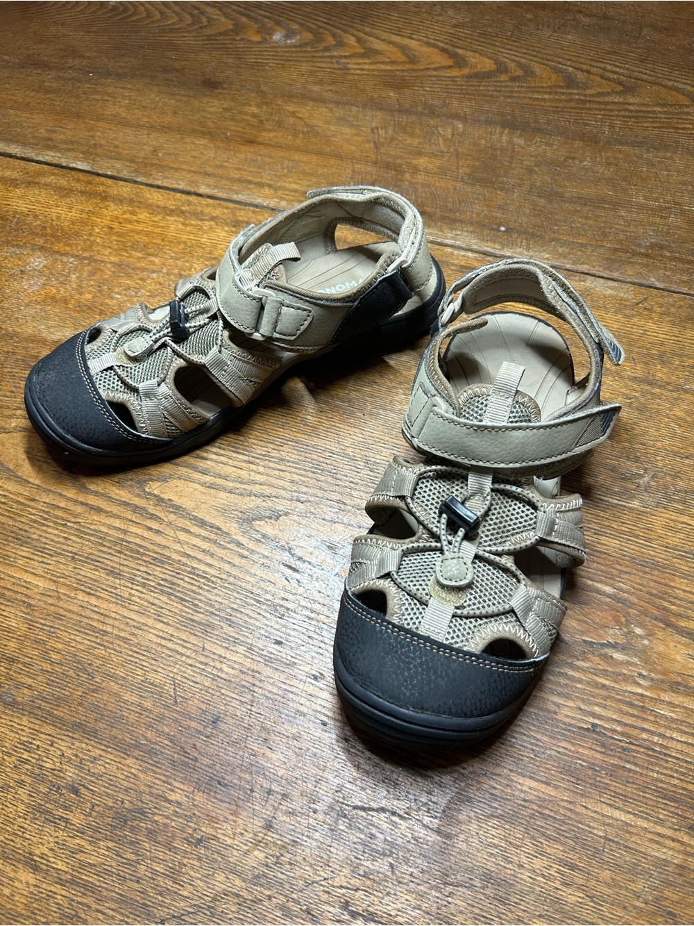 Kids Beige and Black Closed-Toe Sandals - Unbranded